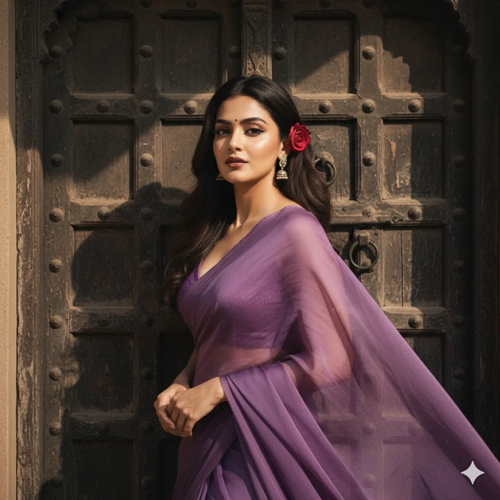 Purple Chiffon 90s Baddie Saree